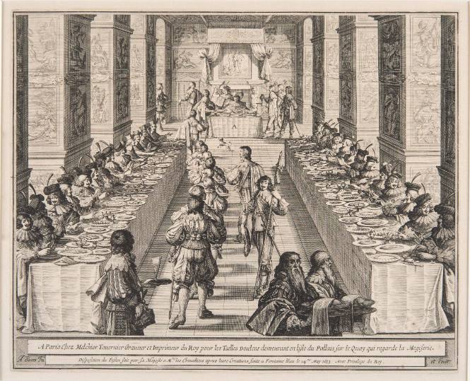 The Feast made by His Majesty (Louis XIII) for the Knights of Saint-Espirit at Fontainebleau to celebrate their nomination on the 14th May 1633