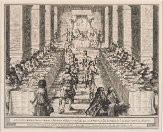 The Feast made by His Majesty (Louis XIII) for the Knights of Saint-Espirit at Fontainebleau to celebrate their nomination on the 14th May 1633