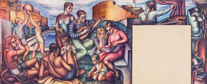 Detail of Marion Greenwood's "Blue Print for Living" fresco