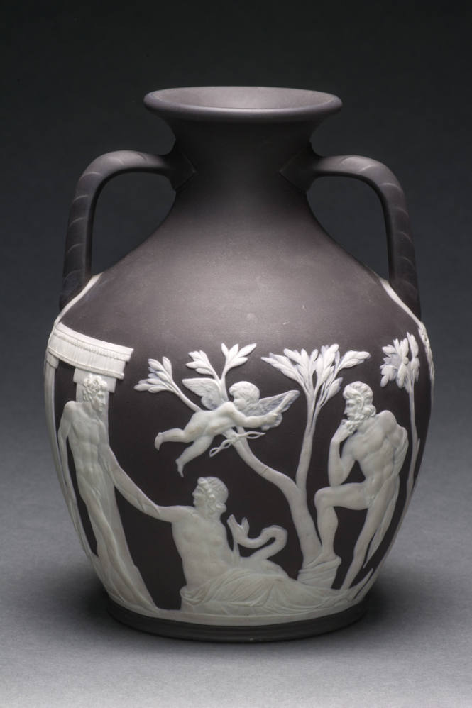 Replica of the Portland Vase (A Roman glass vase with cameo scenes, Thetis and Peleus, in the British Museum)