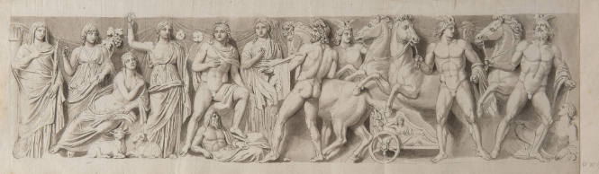 Frieze Design after a Roman Sarcophagus with Apollo, Diana, Autumn, & Summer 