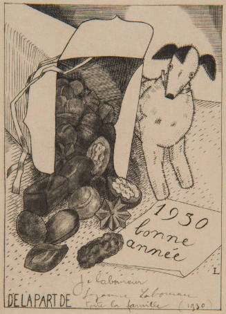 Untitled, carte pour 1930 (Dog with Chocolates)