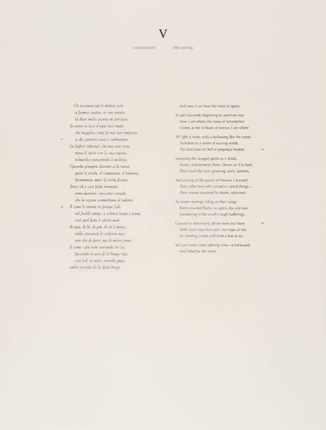 L’Inferno of Dante I: V The Lustful (text)