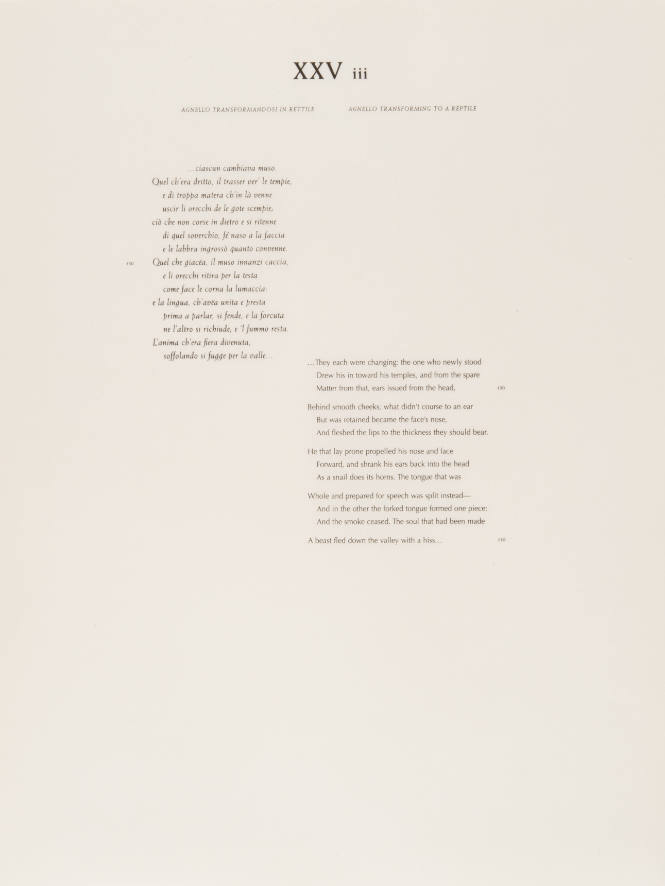 L’Inferno of Dante II: XXViii Agnello Transforming to a Reptile (text)