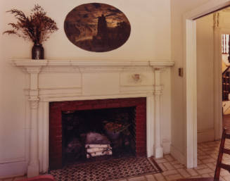 Interior at the E. L. Henry House with colonial inspired mantelpiece and original wall painting, Craagsmoor, N. Y.