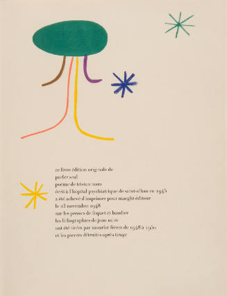 Illustration for Parler Seul by Tristan Tzara, 1948-50