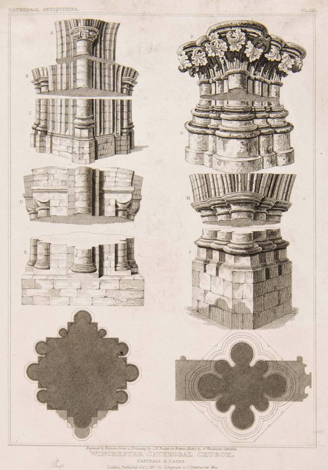 Winchester Cathedral Church, Capitals and Cases, for Britton's History &c. of Winchester Cathedral