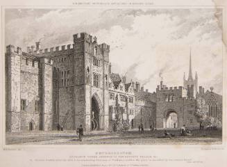 Peterborough, EntranceTower Gateway to Bishop's Palace &c. for Britton's Picturesque Antiquities of English Cities
