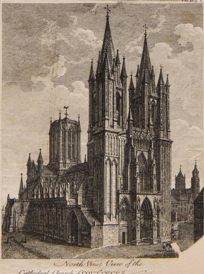North West view of Cathedral Church of Coutances in Normandy