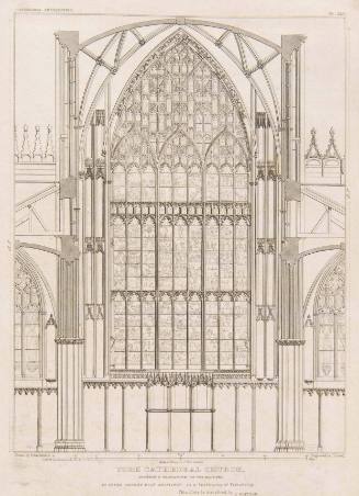 York Cathedral Church, Section and Elevation of the East End. Britton's History &c. of York Cathedral