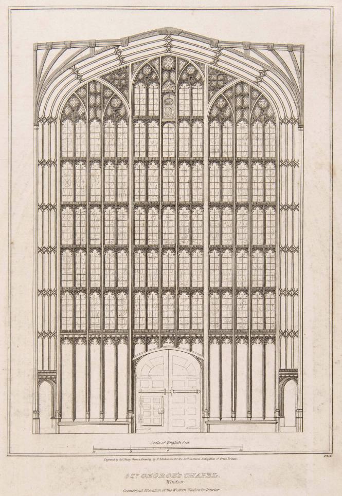 St. George's Chapel, Windsor Geometrical Elevation of the Western Window &c Interior. for Architectural Antiquities of Great Britain