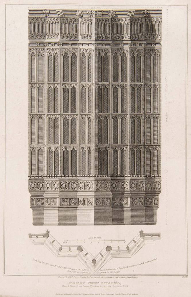 Henry VIIths Chapel, View and Plan of the Lowere Windows &c. at the Eastern Ebd.