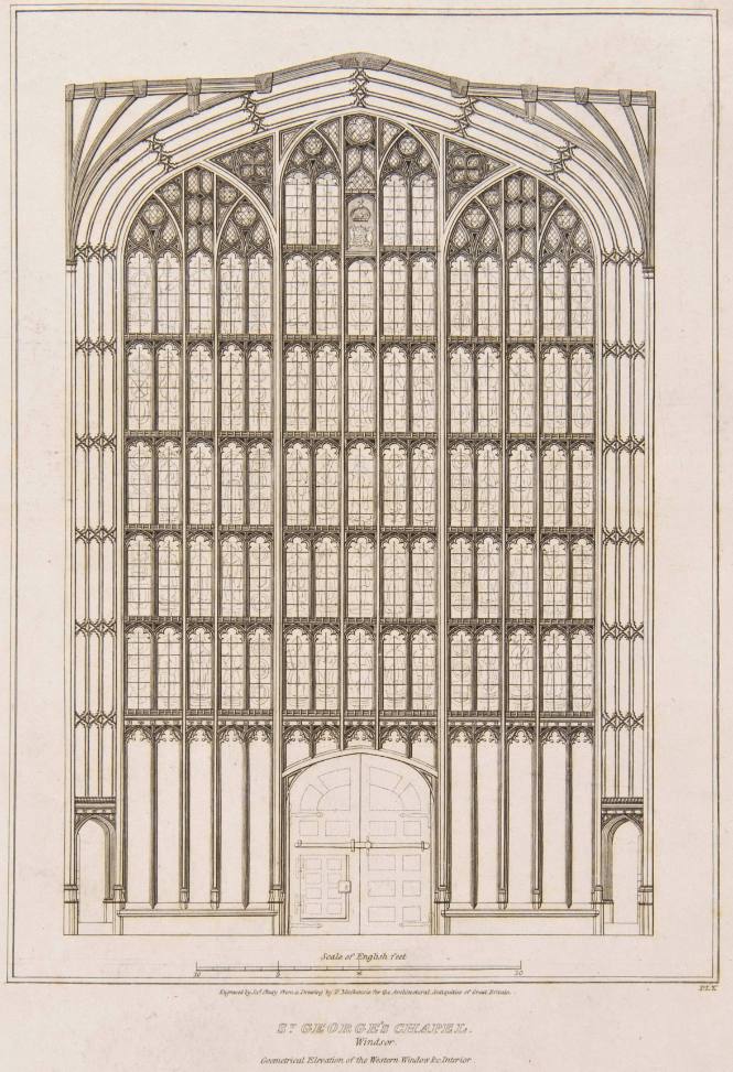 St. George's Chapel, Windsor Geometrical Elevation of the Western Window and Interior for The Atchitectural Antiquities of Great Britain