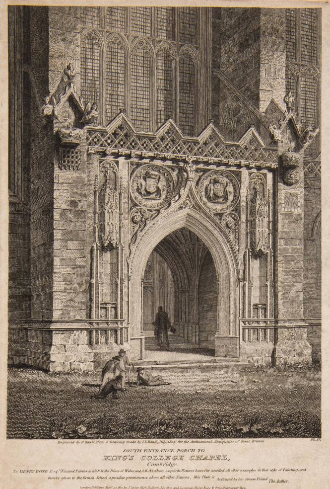 South Entrance Porch to King's College Chapel, Cambridge For the Architectural Antiquities of Great Britain