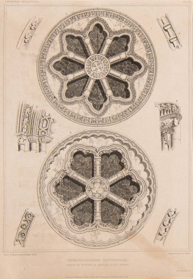Petersborough Cathedral Circular Windows & Detail, West Front Cathedral  Antiquities