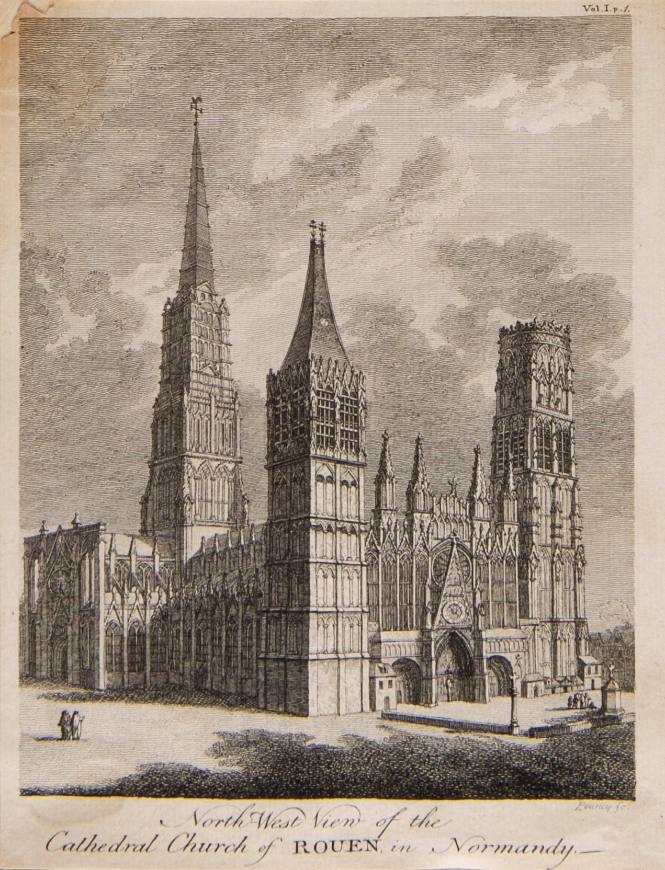 North West view of Cathedral Church of Rouen in Normandy