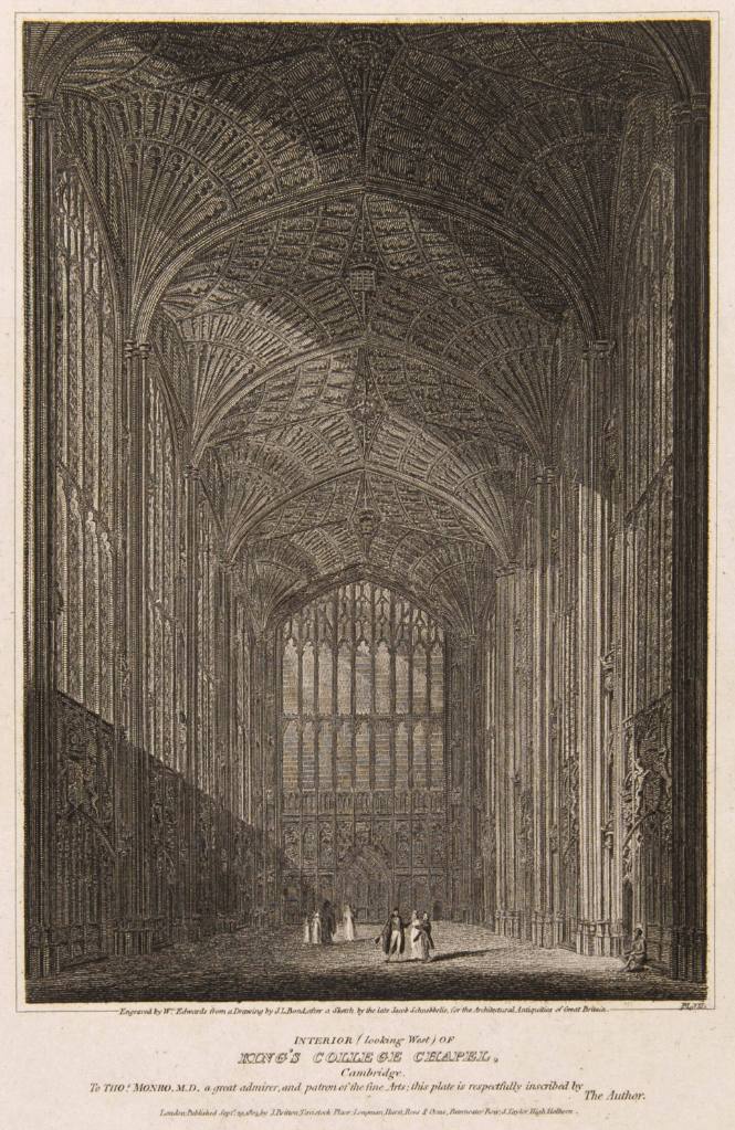 Interior of King's College, Cambridge (for Architectural Antiquities of Great Britain)
