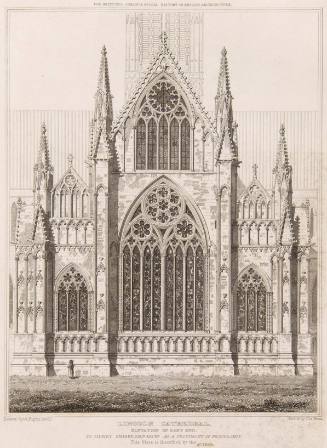 Lincoln Cathedral, Elevation of the East End. For Britton's Chronological Hisotry of English Architecture.