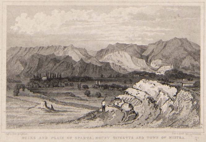 Ruins and Plains of Sparta, Mount Taygetus and Town of Mistra