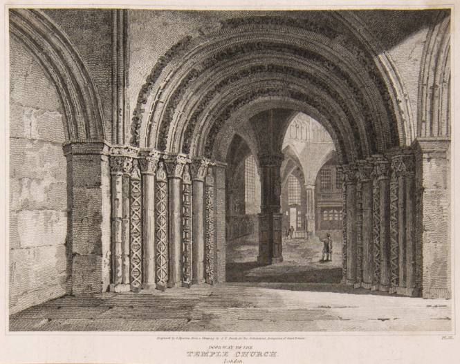Doorway to the Temple Church, London. for Architectural Antiquities of Great Britain