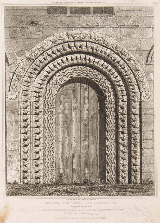 Iffley Church-Oxfordshire. Western Doorway for Britton's Chronological History of English Architecture