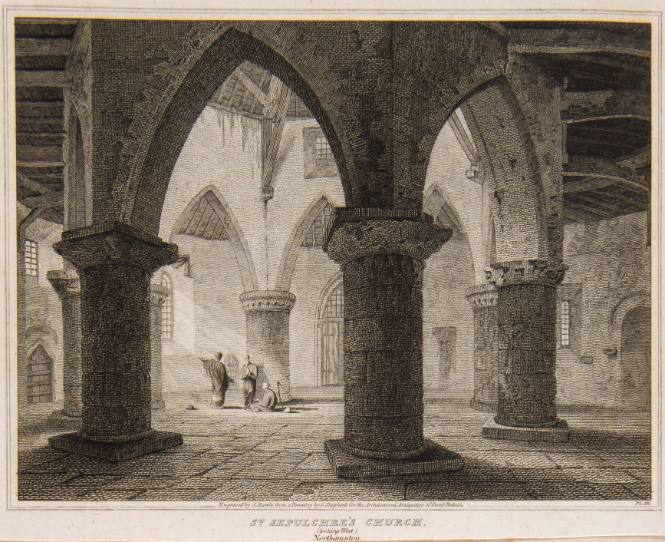 St. Sepulchre's Church (looking West) Nothampton for The Architectural Antiquities of Great Britain