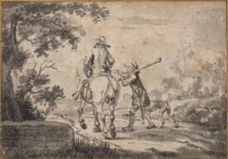 Landscape with Hunter/Rider and A (Young) Man Walking in the Forest