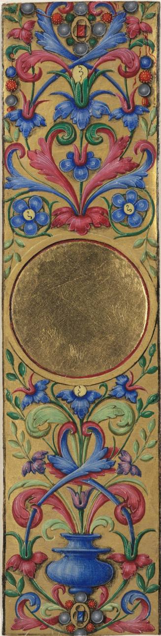 Illuminated border of Foliage and Flowers in Colors on Gold Ground