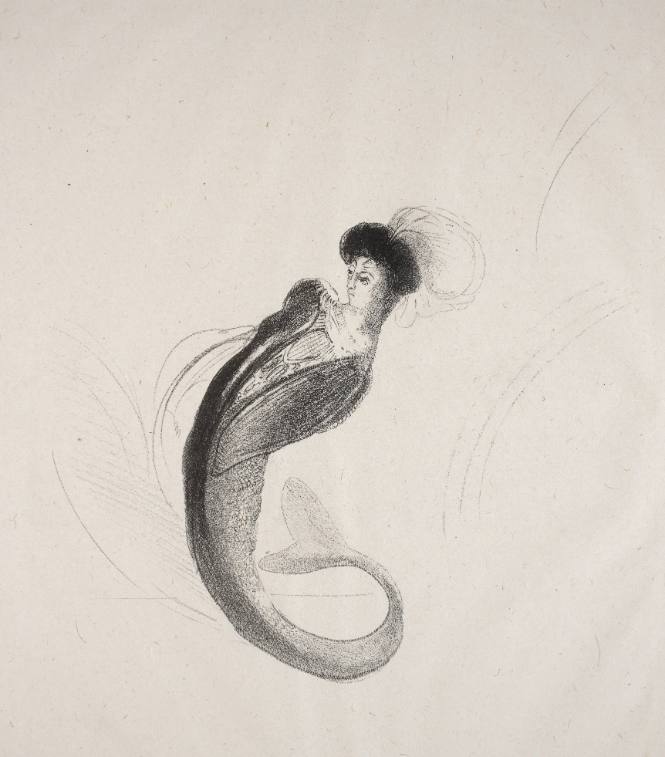 Woman Wearing a Toque and a Mermaid's Tail (Femme coiffée d'une toque et rejetant le buste en arrière) Plate III for the series Trial Plates (Planches d'essai)