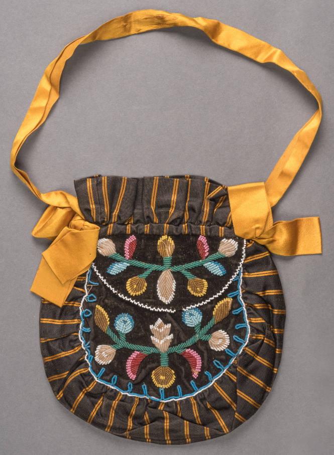 Striped Floral Beaded Purse