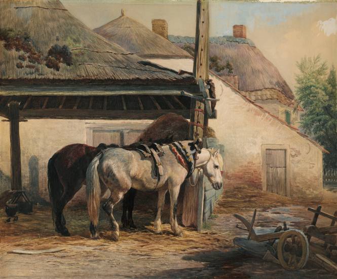 Two Horses in a Stable