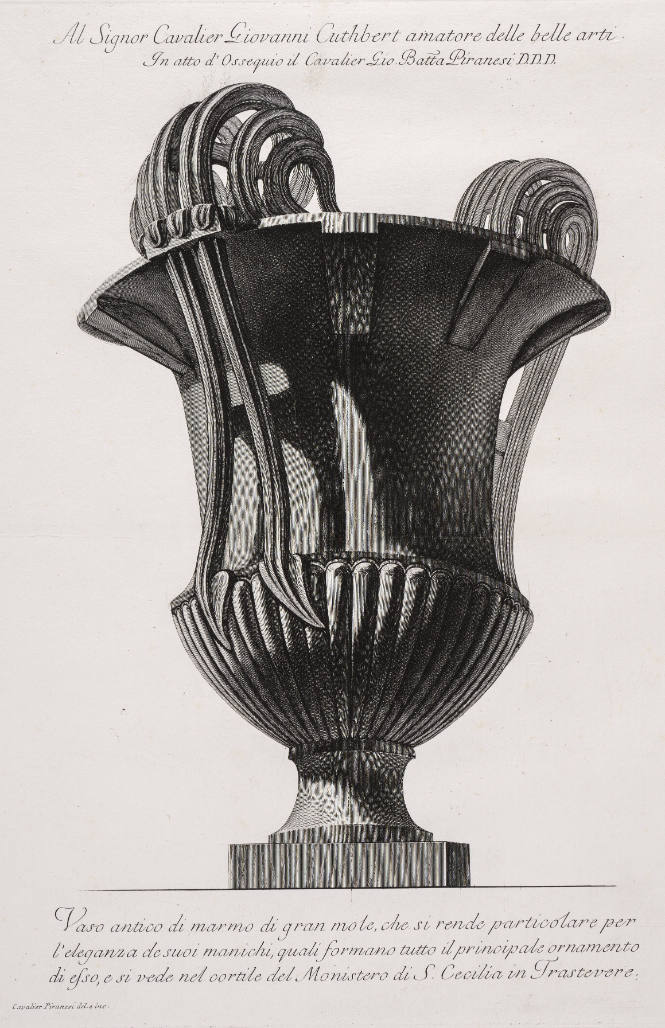 Large marble vase in the courtyard of S. Cecilia in Trastavere 