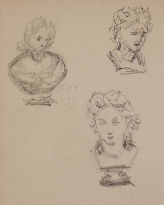 Sketches of three female portrait busts