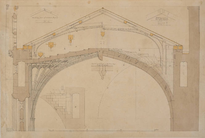 Span of Roof, Elevation and Seciton, King's Colllege Chapel