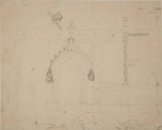Doorway out of choir to side chapel on aisle, King's College Chapel