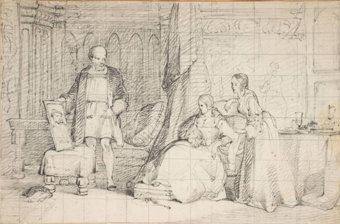 Holbein Showing Portrait of the Infernal Scoundrel, Henry VIII to Anna the Victim