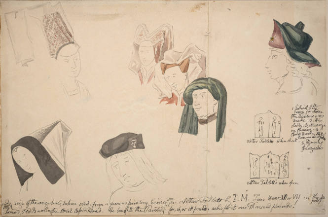 Study of Heads taken from "a famous painting being on an Alter by I.M. Time Henry VI or VII