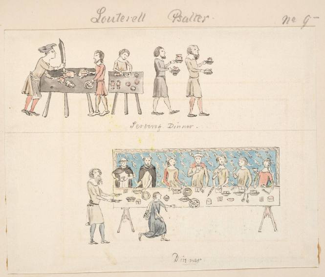 Serving Dinner - Louterell Psalter No. 9
