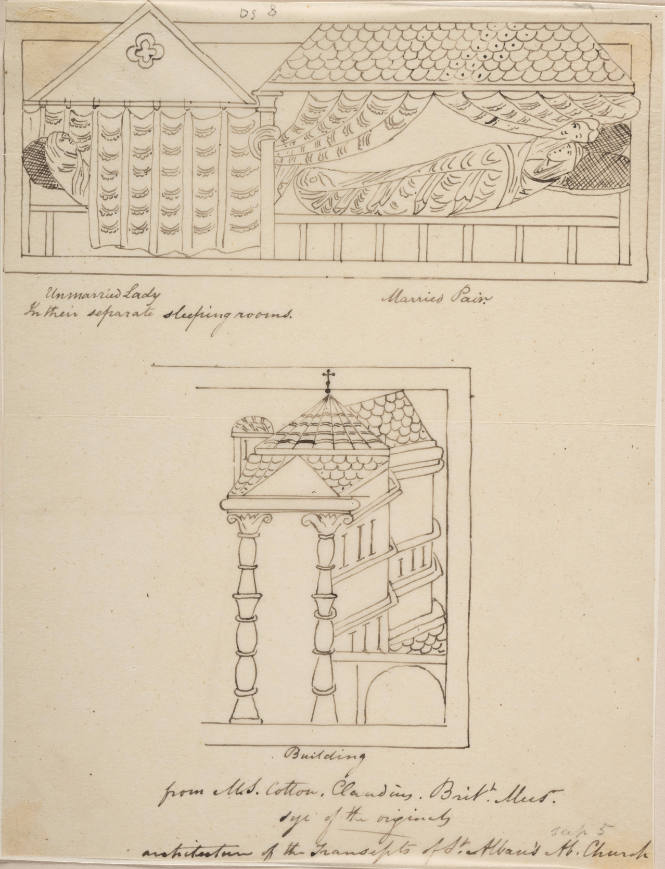 Copied Illustrations from M.S. Cotton Claudius. British Museum (architecture of the transcepts of St. Alban's H. Church