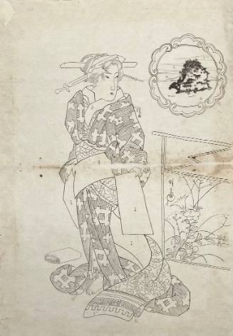 Preparatory drawing for Beauties of Five Islands: Chikubu Island