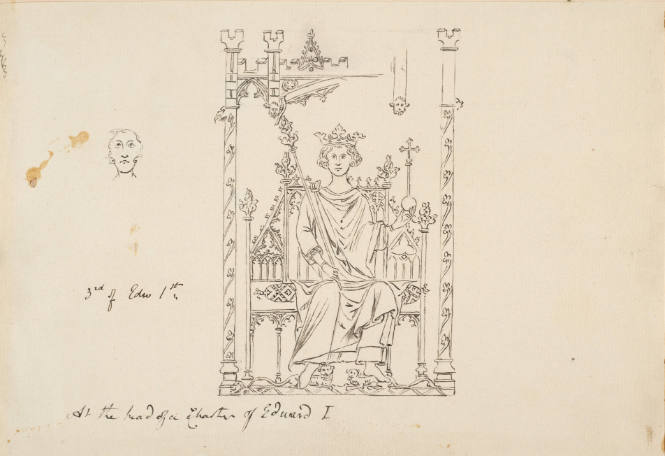 Edward I seated on a Gothic throne