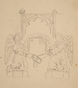 Two angels holding a placque-church decoration