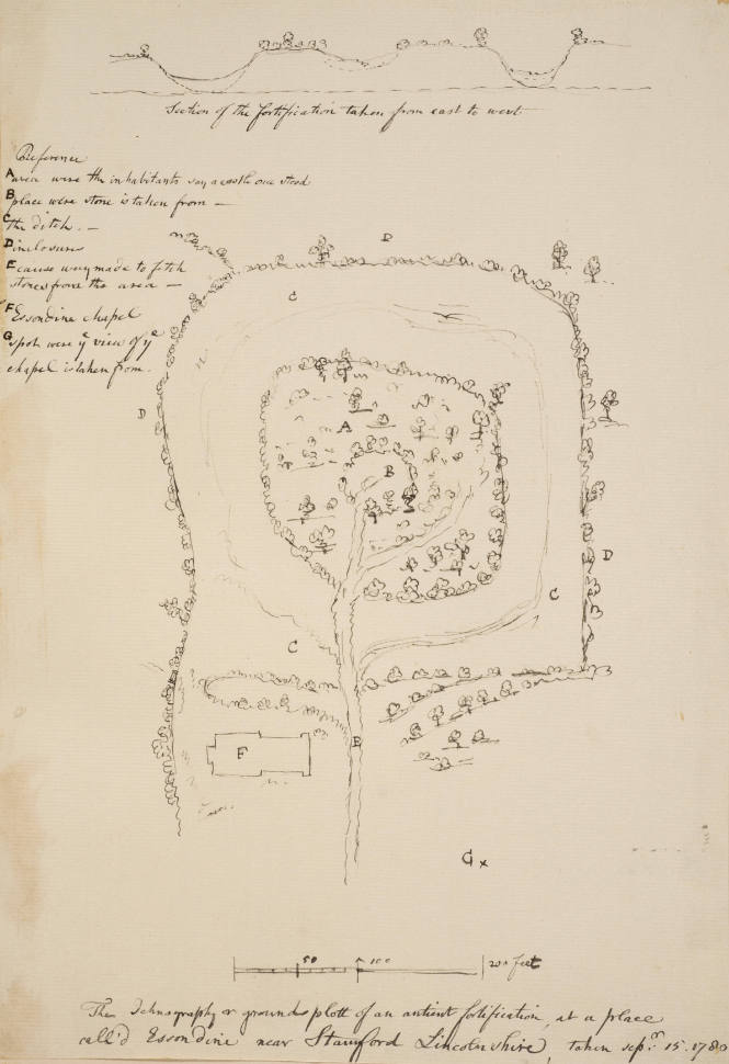 Ground plot of ancient fortification at Essondine, near Stamford, Lincolnshire