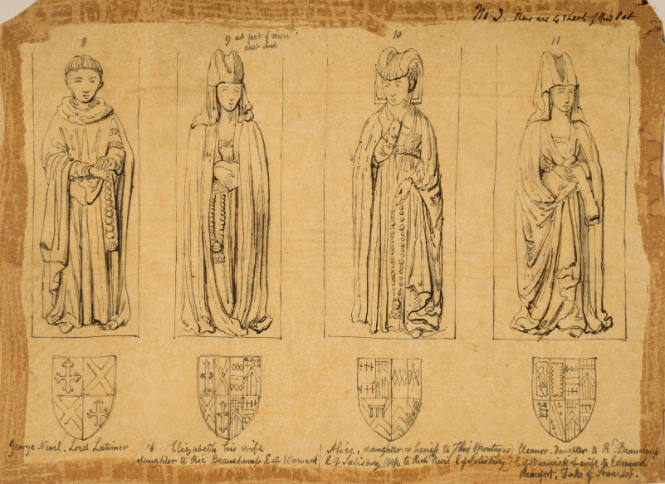 Nobleman and women with their coats of arm