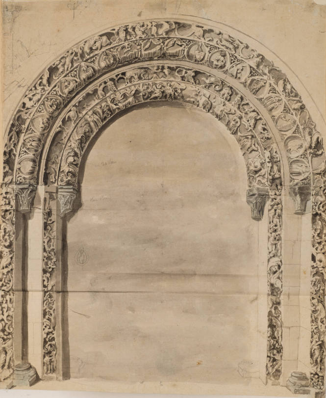 Plan and moulding outline, entrance to St. Joseph's Cathedral