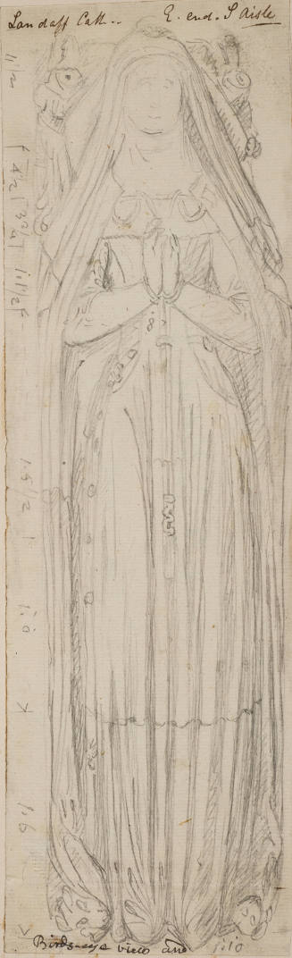 Sculptural figure of woman praying, Landaft Cathedral