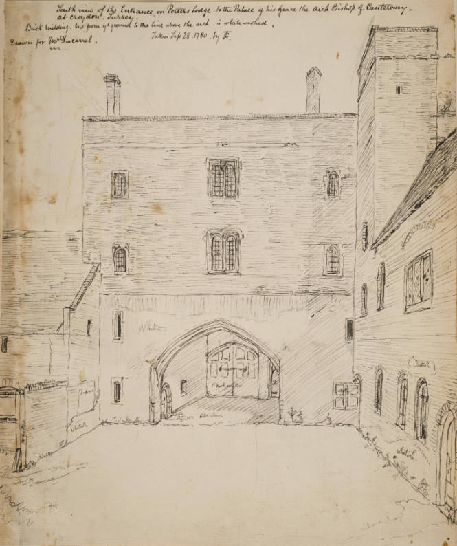 South View of the entrance on Porter's Lodge to the palace of the Archbishop of Canterbury at Croyden, Surrey