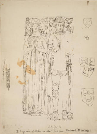 View of two statues of Mont. C in Plan, Harewood Church, Notts