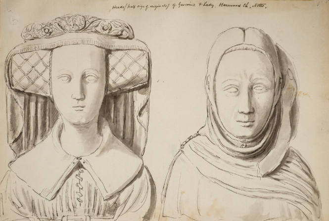 Heads of Gascoine and Lady - Harewood Church, Notts