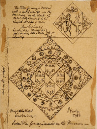 Two decorated tiles from Tewkesbury Church